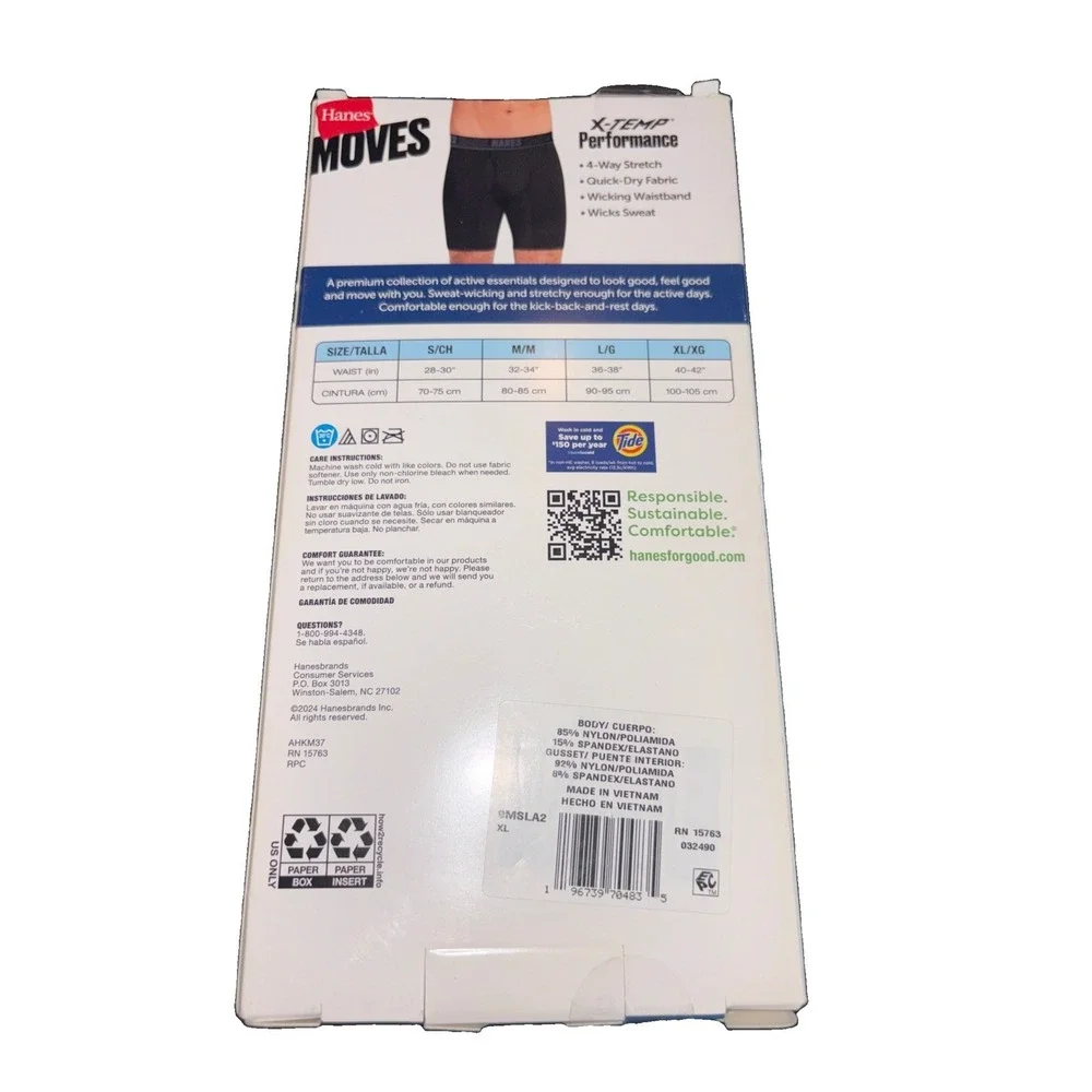 Hanes Moves 2 Pack Pair Boxer Briefs Men's Size XL XLarge 40-42